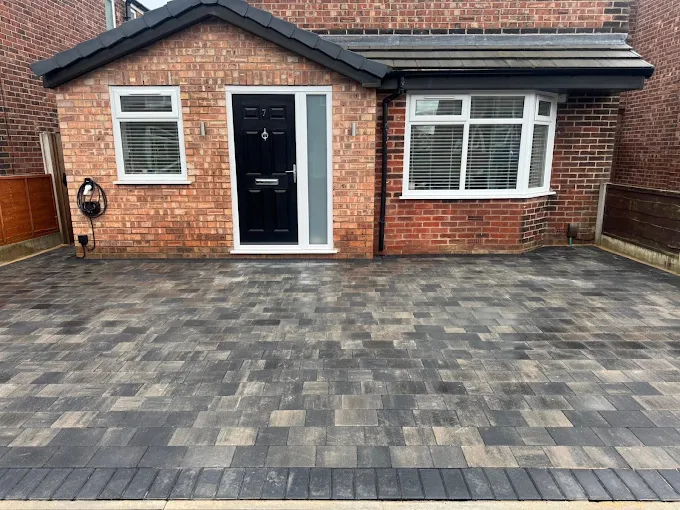 Completed block paving driveway by Sovereign Contractors NI Ltd